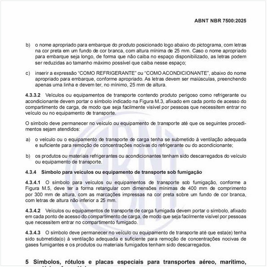 Qual o símbolo para veículos ou equipamento de transporte sob fumigação?