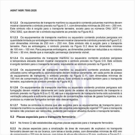Como deve ser as placas especiais para o transporte ferroviário?