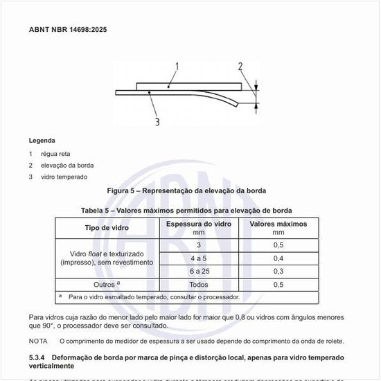 Quais são os valores máximos permitidos para elevação de borda?