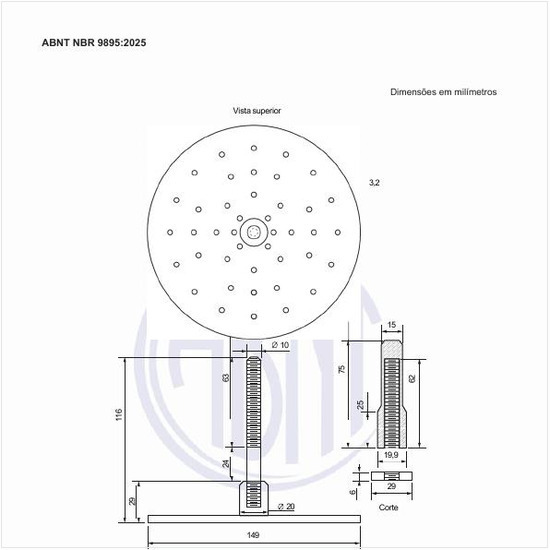 Qual a aparência do prato perfurado com haste?