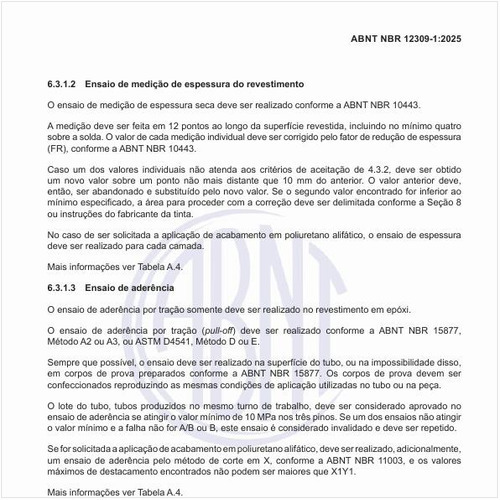 Como deve ser realizado o ensaio de medição de espessura do revestimento?