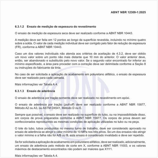 Como deve ser realizado o ensaio de medição de espessura do revestimento?