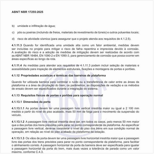 Quais são os requisitos físicos de portas e portões para operação normal?