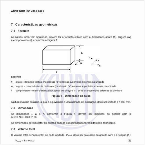 Quais são as características geométricas das caixas?
