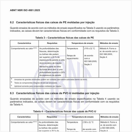 Quais são as características físicas das caixas de PVC-U moldadas por injeção?
