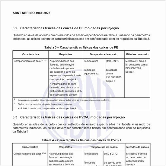 Quais são as características físicas das caixas de PVC-U moldadas por injeção?
