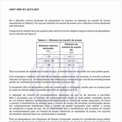 Qual deve ser o diâmetro do mandril de ensaio?