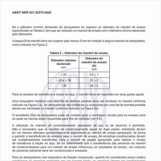 Qual deve ser o diâmetro do mandril de ensaio?