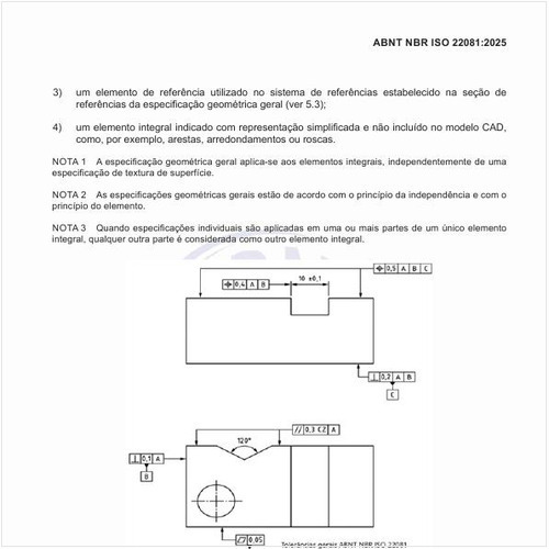 Qual deve ser a indicação das especificações geométricas gerais e das especificações dimensionais gerais?