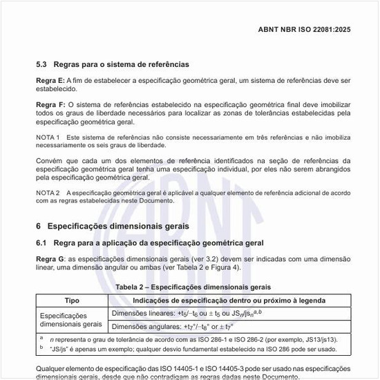 Qual pode ser um exemplo de indicações com os valores de tolerância apresentados em um documento referenciado?