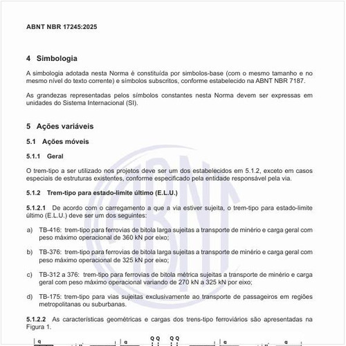 Quais são as características geométricas e cargas dos trens-tipo metroferroviários?