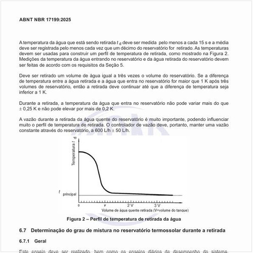 Qual é o perfil de temperatura de retirada da água?