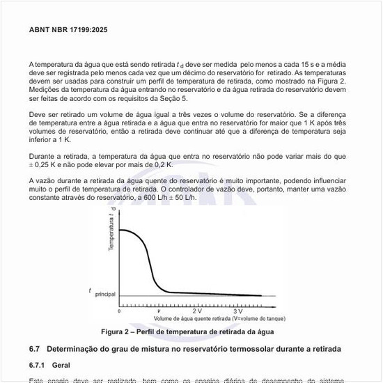 Qual é o perfil de temperatura de retirada da água?
