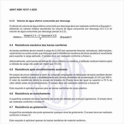 Como calcular o volume de água efetivo consumido por descarga?