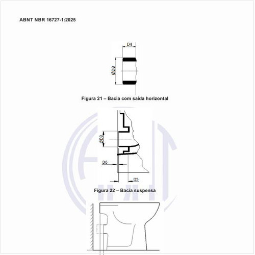 Como deve ser uma bacia convencional com saída horizontal?