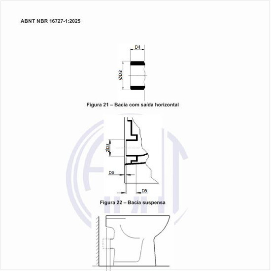 Como deve ser uma bacia convencional com saída horizontal?