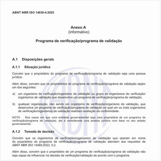 Quais são as disposições gerais de um programa de verificação/programa de validação?