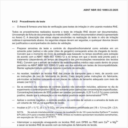 Qual deve ser o procedimento de teste?