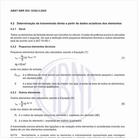 Como fazer a determinação da transmissão direta a partir de dados acústicos dos elementos?