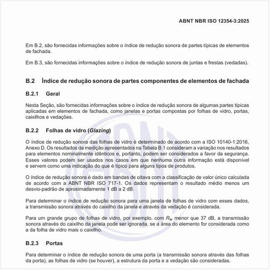 Quais são os exemplos do índice de redução sonora de folhas de vidro?