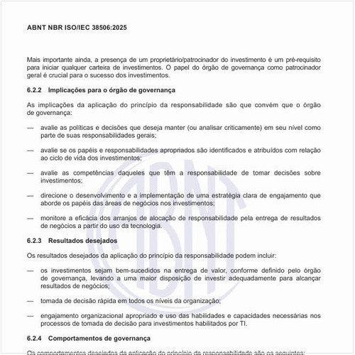 Quais são as implicações para o órgão de governança da responsabilidade?