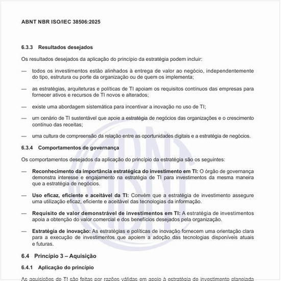 Quais são os comportamentos desejados da aplicação do princípio da estratégia?