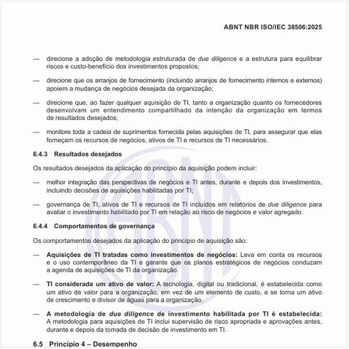 Quais são os comportamentos desejados da aplicação do princípio de aquisição?