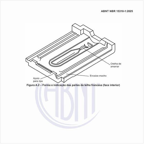 Qual deve ser a forma e a indicação das partes da telha francesa (face superior)?
