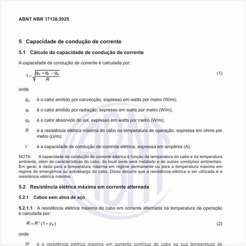 Como se calcula a capacidade de condução de corrente?
