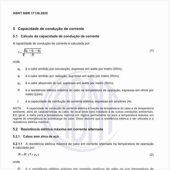 Como se calcula a capacidade de condução de corrente?