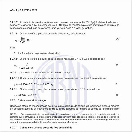 Qual é a resistência em corrente alternada dos cabos com uma só coroa de fios de alumínio?