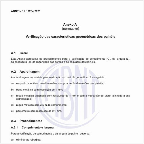 Como fazer a verificação das características geométricas dos painéis?
