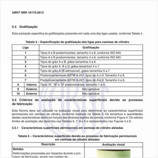 Como deve ser a especificação de grafitização das ligas para camisas de cilindro?