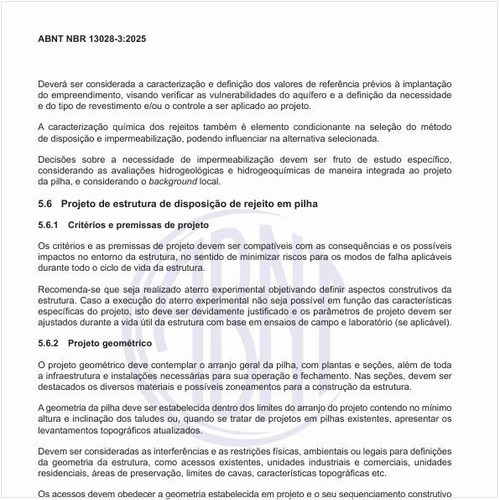 Quais são os critérios do projeto de estrutura de disposição de rejeito em pilha?