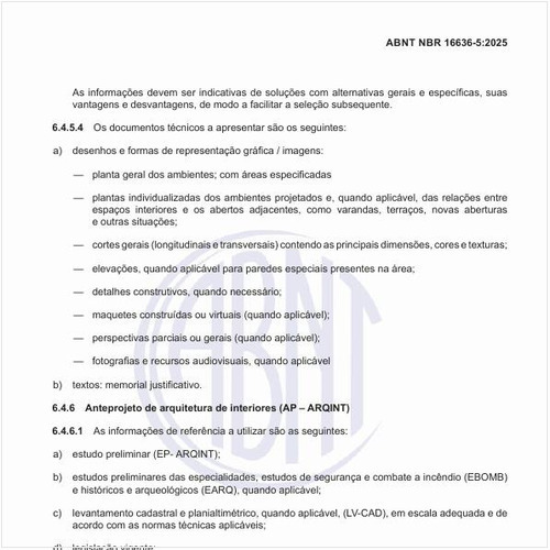Quais são as informações de referência para o anteprojeto de arquitetura de interiores (AP – ARQINT)?