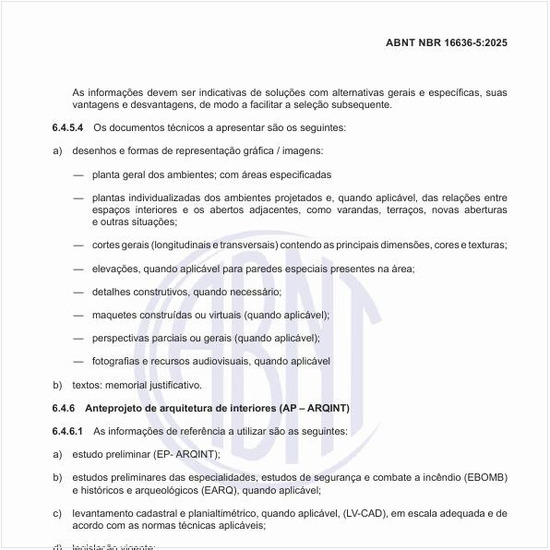 Quais são as informações de referência para o anteprojeto de arquitetura de interiores (AP – ARQINT)?
