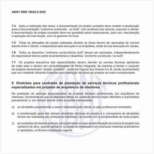 Quais são as diretrizes para contratos de prestação de serviços técnicos profissionais especializados em projetos de arquitetura de interiores?