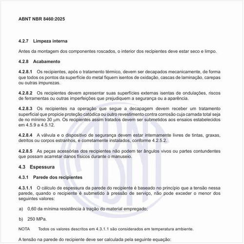 Qual deve ser o cálculo de espessura da parede do recipiente?