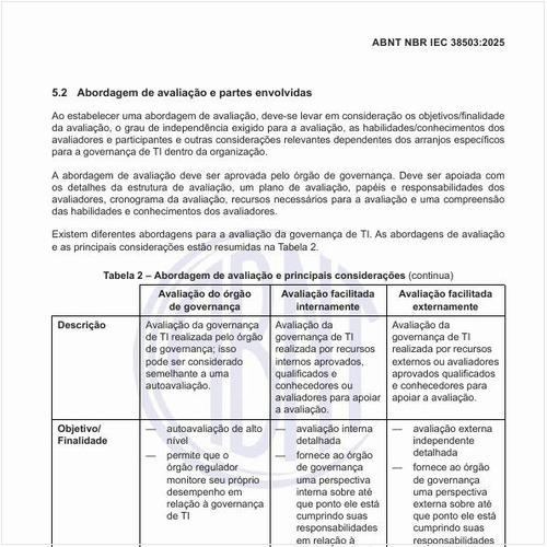 Qual deve ser a abordagem de avaliação e principais considerações sobre a governança de TI?