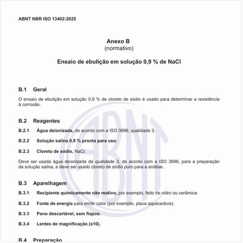 Como deve ser realizado o ensaio de ebulição em solução 0,9% de NaCl?