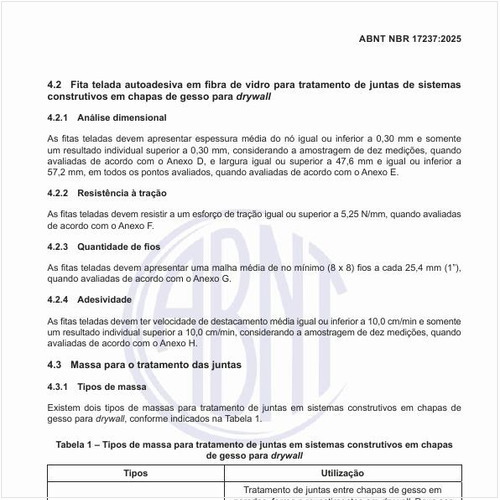 Quais são os tipos de massa para tratamento de juntas em sistemas construtivos em chapas de gesso para drywall?