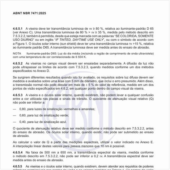 Quais são os valores do poder refrativo permissíveis para viseiras?