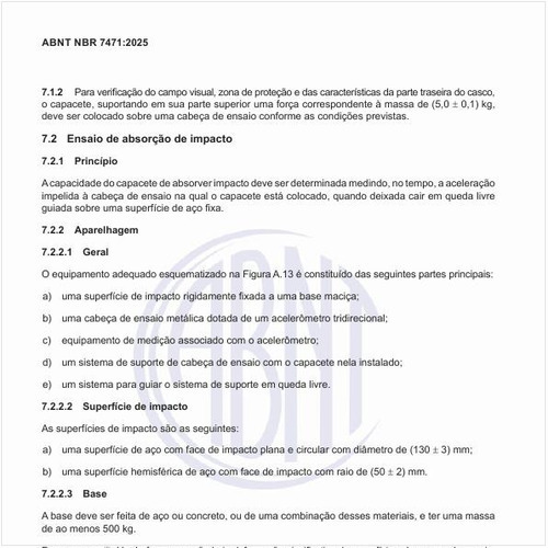 Como deve ser realizado o ensaio de absorção de impacto?