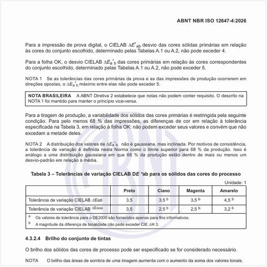 Quais são as tolerâncias de variação CIELAB DE *ab para os sólidos das cores do processo?