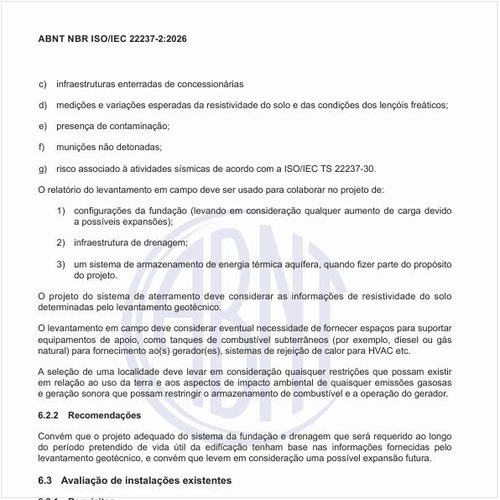 Cono deve ser feita a avaliação das instalações existentes?