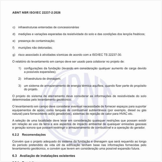 Cono deve ser feita a avaliação das instalações existentes?