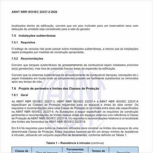Qual deve ser o projeto de perímetro e os limites das classes de proteção?