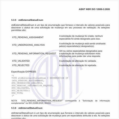 O que é a enumeração xtdInternalStatusEnum?