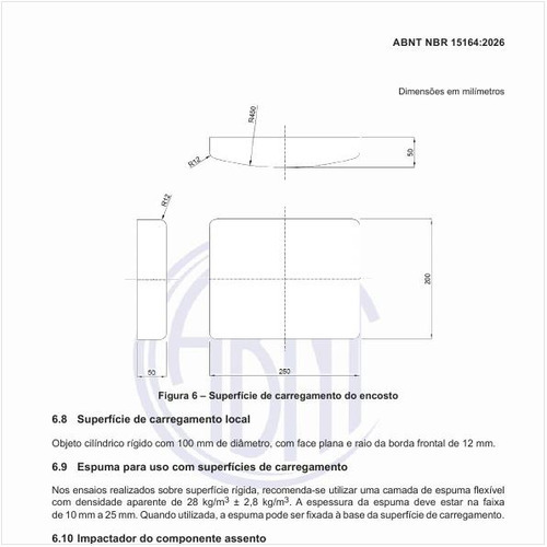 Qual é a superfície de carregamento do encosto?