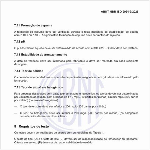 Por que os testes devem ser realizados de acordo com os requisitos da norma?